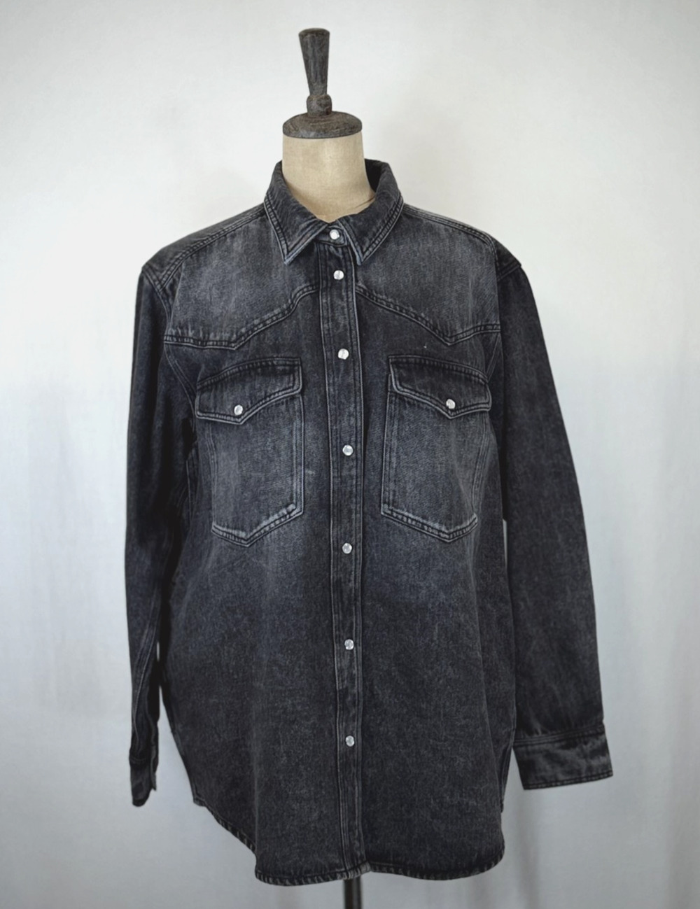 NWT Dear John Naomi Oversized Lightweight Black Denim Jacket Shacket #0261 SM